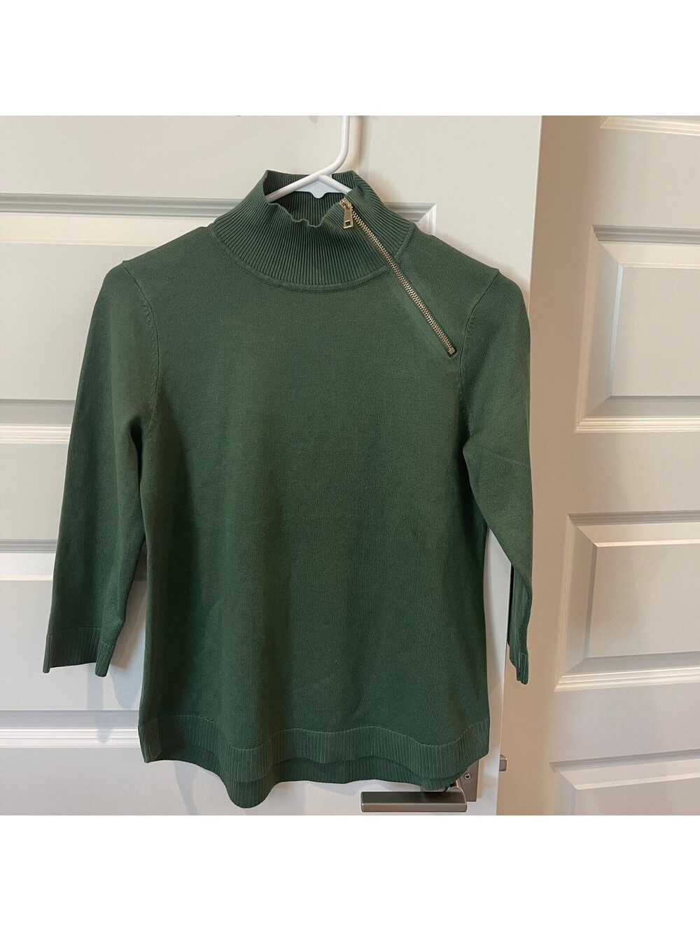 Melissa Paige Green Asymmetrical Zip Pullover Sweater XS - NWT